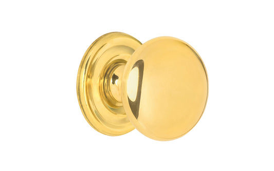 Vintage-style Hardware · Classic & traditional solid core unlacquered solid brass cabinet knob. 1" diameter knob. Made of a quality solid brass core, this stylish knob has a smooth & weighty feel & comes with an optional rosette backplate piece. Non-lacquered brass (the unlacquered brass will patina over time).