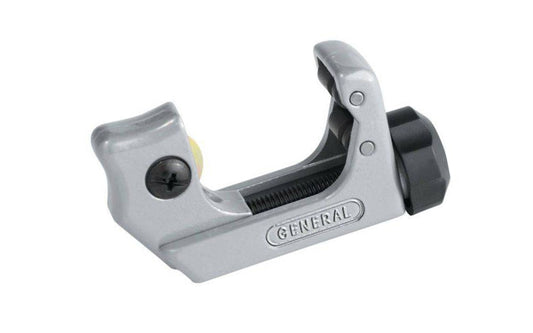 General Tools Mini Tubing Cutter No. 124 can slice through copper, aluminum, brass, thin-wall tubing & stainless steel. The wide, hardened, flared, grooved rollers allow cuts close to a flared end to avoid tube replacement in existing installations. 1/8" to 1-1/8" cutting capacity O.D. tubing. 038728012401