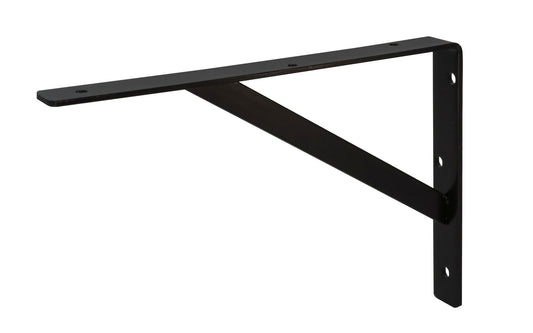 This 12" Black Heavy Duty L-Bracket is designed for extra-heavy loads. Ideal for commercial, industrial & residential uses such as supporting countertops, work-surfaces & shelving. Made of cold rolled steel material with a corrosion resistant black finish. KV Model No. 208 BLK 300. Made by Knape and Vogt. 029274203979