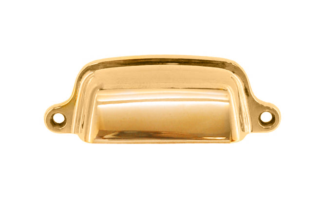 Vintage-style Hardware · Traditional & Classic Solid Brass Bin Pull. 3" On Centers Made of high quality solid brass. 3" spacing of screw holes. Thick & smooth edges for a comfortable grip. Unlacquered brass hardware. Non-Lacquered Brass (will patina naturally over time)