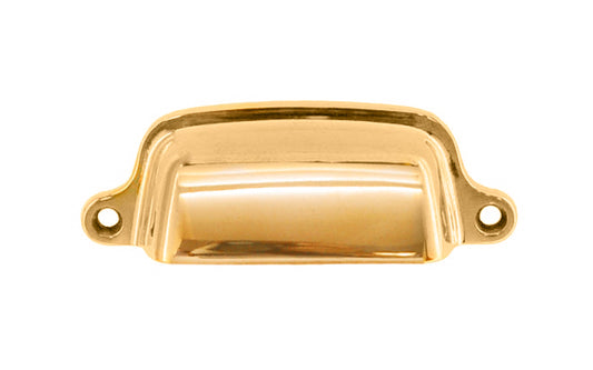 Vintage-style Hardware · Traditional & Classic Solid Brass Bin Pull. 3" On Centers Made of high quality solid brass. 3" spacing of screw holes. Thick & smooth edges for a comfortable grip. Unlacquered brass hardware. Non-Lacquered Brass (will patina naturally over time)