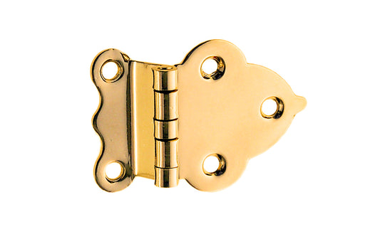 Vintage-style Hardware · Traditional & classic solid brass 3/8" offset Hoosier cabinet hinge. Non-lacquered brass ~ 1/16" leaf thickness gauge. 1-5/8" high x 2-1/4" wide overall hinge. Made of solid brass material. Hoosier, Sellers, McDougall, Napanee, Wilson, Boone
