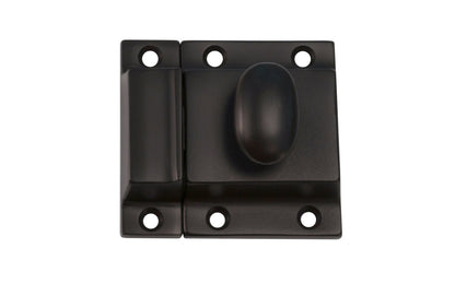 Vintage-style Hardware · Traditional & Solid Brass Cupboard Cabinet Latch ~ Large Size. 2-1/8" high x 1-5/8" wide. Made of solid brass material ~ Durable & strong spring loaded mechanism ~ Excellent for kitchens, cabinets, furniture, cupboards, bathrooms. Authentic reproduction hardware. Oil Rubbed Bronze Finish