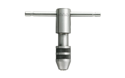 General Tools Ratchet Tap Wrench 161R is for No. 0 to 1/4" Taps & designed to hold & turn tap, tools that cut threads on the inner surface of a hole or pipe, or other small tools, like hand reamers & screw extractors. For holding taps, drills, reamers, & other small tools to be turned by hand. Model 161R. 038728312037