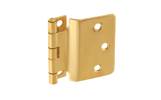 Vintage-style Hardware · Traditional & classic solid brass 3/8" offset style reversed pad Hoosier cabinet hinges. Available in non-lacquered brass & polished nickel finish ~ 1/16" leaf thickness gauge. 2" high  x  2" wide overall hinge size - Non-lacquered brass (will patina and age over time)