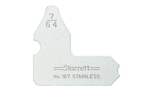 Starrett 167-7/64 Radius Gage. Model 167-7/64.  Made in USA.