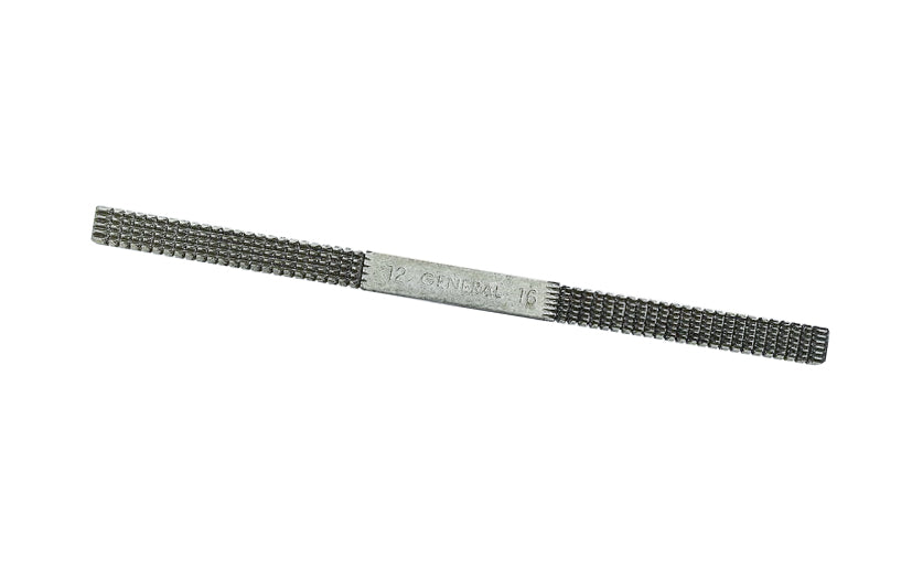 General Tools Thread Repair File is ideal for restoring damaged external threads on studs, bolts, screws, plumbing pipe & pipe fittings. 9, 10, 12, 16, 20, 27, 28, 32 Pitches. Model No. 177-2. Made of carbon steel, black oxide-finished to prevent rust. Can be used to restore rusted or corroded fasteners. 038728312402
