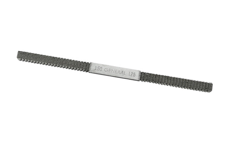 General Tools Metric Thread Repair File is ideal for restoring damaged external threads on studs, bolts, screws, plumbing pipe & pipe fittings. 0.75, 1.0, 1.25, 1.5, 1.75, 2.0, 2.5, 3 mm Pitches. Model No. 177-8. Can be used to restore rusted or corroded fasteners. 038728312426