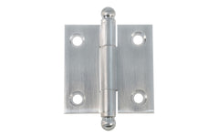 Classic Solid Brass Ball-Tip Cabinet Hinge ~ 1-1/2" x 1-1/2". Full mortise extruded hinges. 3/32" heavy duty leaf thickness gauge. Non-removable fixed hinge pin with ball tips. High quality thick cabinet hinge with ball tips. Brushed chrome finish.