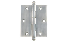 Classic Solid Brass Ball-Tip Cabinet Hinge ~ 2-1/2" x 2". Full mortise extruded hinges. 3/32" heavy duty leaf thickness gauge. Non-removable fixed hinge pin with ball tips. High quality thick cabinet hinge with ball tips. Brushed Chrome finish.