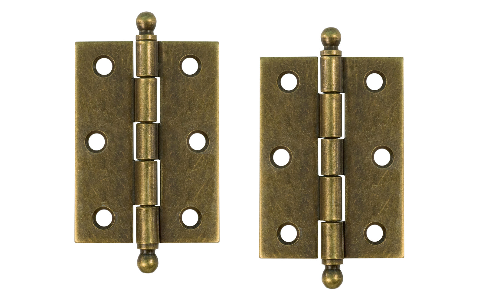 Traditional & classic ball-tip steel cabinet hinges with loose pins. Removable hinge pins which makes for easy installation when working with cabinets. 2-7/16