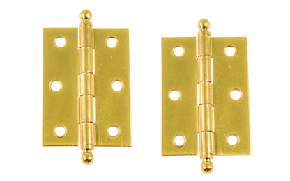 Traditional & classic ball-tip steel cabinet hinges with loose pins. Removable hinge pins which makes for easy installation when working with cabinets. 2-7/16" high x 1-3/4" wide. Sold as a pair. Brass Plated Finish.