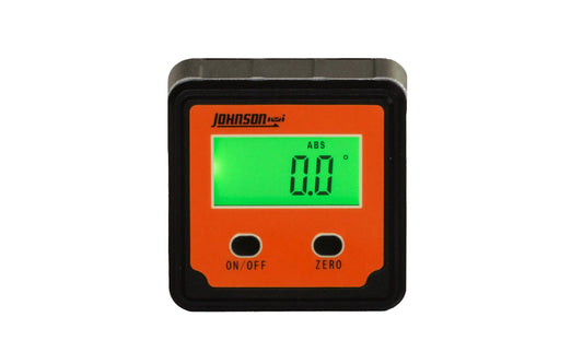 Check & transfer angle measurements accurately with Johnson's compact magnetic digital angle locator. Tool easily & clearly displays angles in degrees from 0° to 90°, in both absolute & relative measurements, making the job go faster & more accurate. Features an automatic LCD backlight for easy visibility. Johnson Model 1886-0000 ~  049448860005