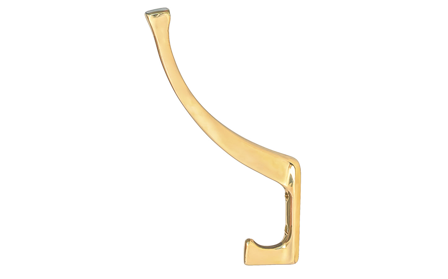 Vintage-style unlacquered brass hall tree hook. Great for kitchens, bathrooms, hallways, hall trees, furniture, bedrooms. Made of solid brass material, the hook is durable for clothing, towels, bags. Non-lacquered brass (will patina over time). Timeless classic hook. Mission Style / Arts & Crafts, Craftsman Style.