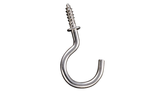 These 1" nickel finish on steel cup hooks are designed for hanging kitchen, workshop, home & industrial products. Sharp screw points bite into wood easily & quickly. National Hardware Model No. N119-730. 886780011753