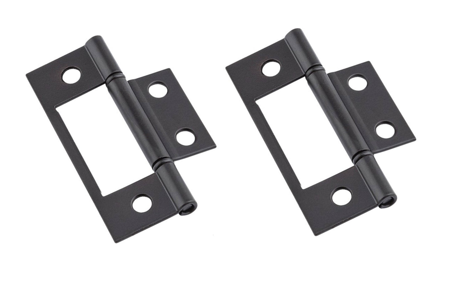 3" Oil Rubbed Bronze Surface Mount Hinges ~ 2 Pack. These non mortise hinges are designed for use on bi-fold doors at least 1" thick. Non-removable tight, non-rising pin. Surface mount, mortising is not required. Sold as 2 hinges in pack. National Hardware Model No. N830-434. 886780020373