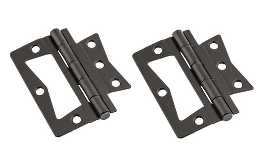 3" Oil Rubbed Bronze Surface Mount Hinges - 2 Pack. These non mortise hinges are designed for use on bi-fold doors. Non-removable tight, non-rising pin. Surface mount, mortising is not required. Sold as 2 hinges in pack. National Hardware Model No. N830-436. Sold as 2 hinges in pack. 886780020397