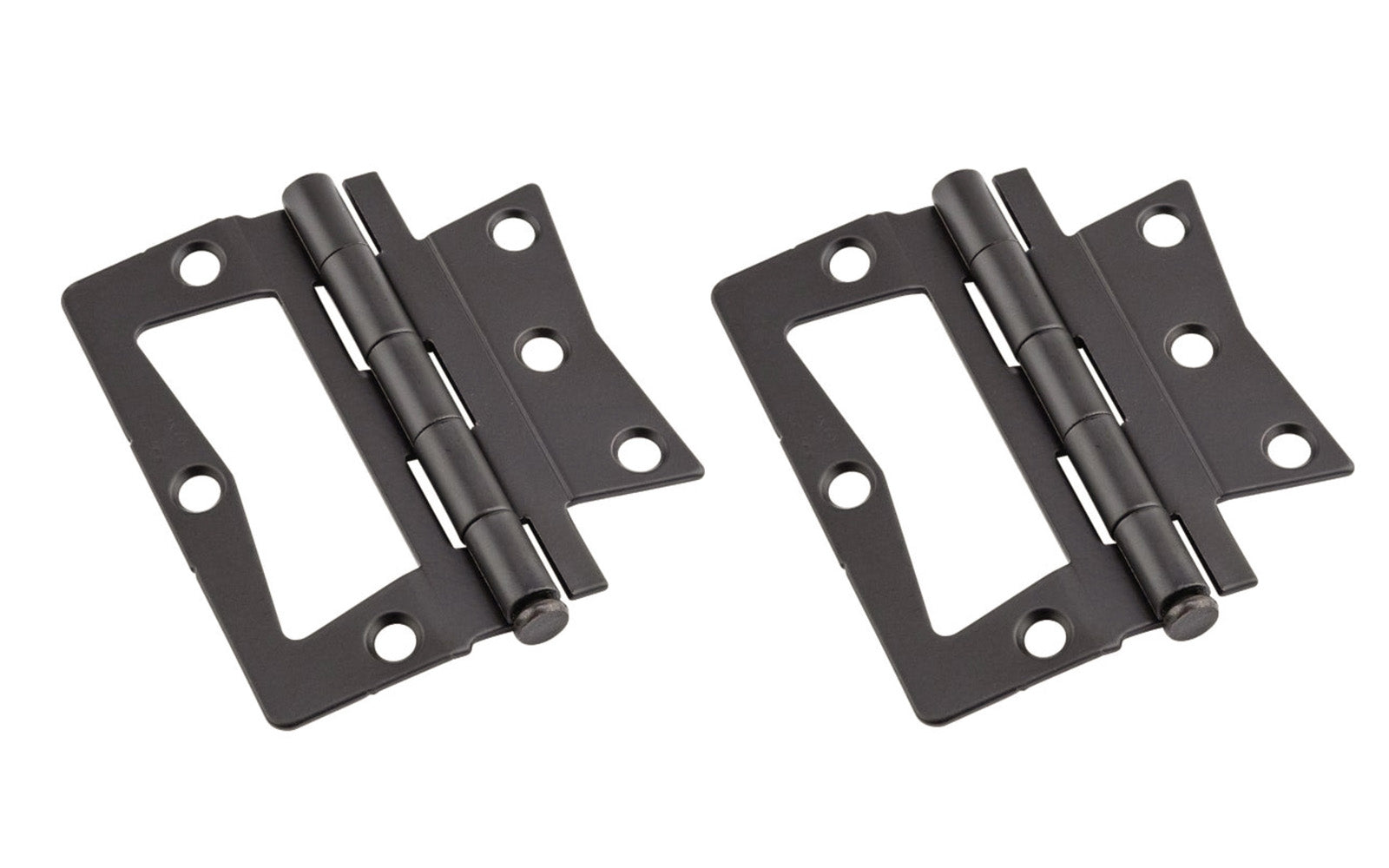 3-1/2" Oil Rubbed Bronze Surface Mount Hinges - 2 Pack. These non mortise hinges are designed for use on bi-fold doors. Non-removable tight, non-rising pin. Surface mount, mortising is not required. Sold as 2 hinges in pack. National Hardware Model No. N830-438. 886780020410