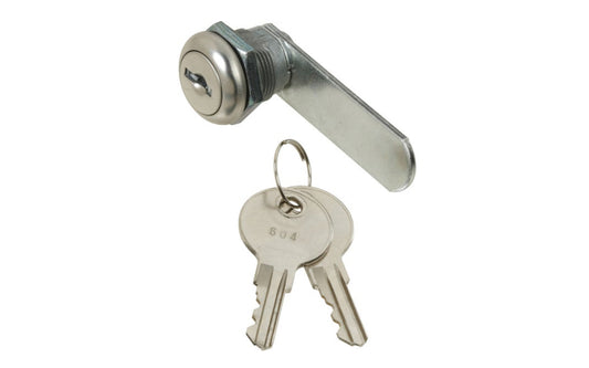 For 1/4" thick material. Utility Door/ Drawer Lock - Keyed Alike. Designed for locking wood or metal cabinet doors and drawers. Yale Y13 or Cole B1 key blank. Die-cast Zinc body. Bar, face plate and parts made of steel. National Hardware Model N185-272.