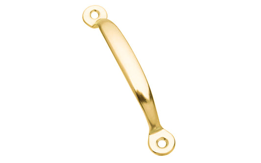This brass-plated utility pull is designed for use on screen doors, & other applications. Includes fasteners. Made of steel material with brass plated finish. Available 3-3/4" overall size. National Hardware Model N117-754.