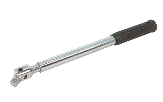 20" Extendable Flex Handle Breaker Bar - 1/2" Dr. High torque handle for socket sets. Chrome Vanadium Steel. Telescopic breaker bar. Rubberized cushion handle. Model No. 22402200.