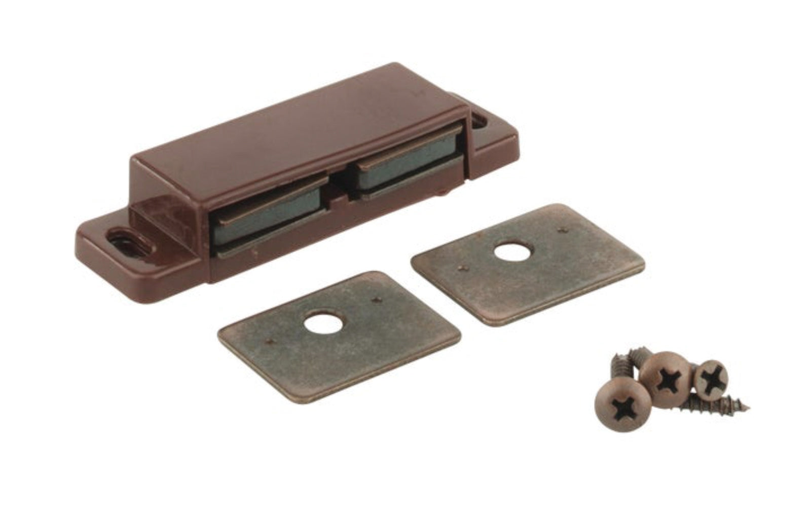 KasaWare Brown Double Magnetic Catches in a plastic housing. Sold as 2 pack. KasaWare Brown Double Magnetic Catch - 2 Pack. Model KFCMD-A-BR2. 843512068256