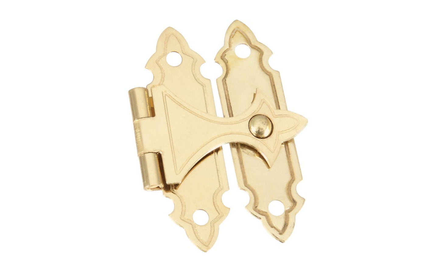 These small solid brass decorative hasps are designed to add a decorative appearance to small chests, jewelry boxes, craft projects, etc. Sold as two catches in pack. National Hardware Model N211-946. 038613211940