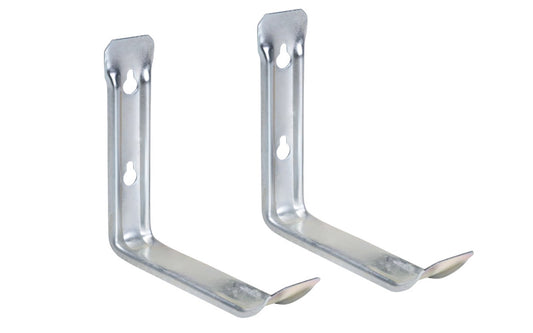 These Hang-Up Ladder Hooks are light-duty utility hooks for use in the workshop, garage, or basement, etc. for hanging various items including ladders, light lumber, chairs, lawn furniture, sports equipment, & more. Rust-resistant finish. Mounting hardware is included. 20 lb. safe working load. 2-Pack. 009326208480