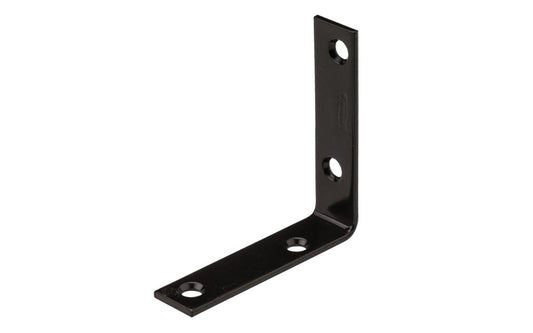 This 3" x 3/4" Black Finish Corner Brace is designed for furniture, countertops, shelving support, chests, cabinets, etc. For use in home, workshop, & industrial applications. Made of steel material with a black finish. Sold as a single corner iron. Screws not included. National Hardware Model No. N226-483.