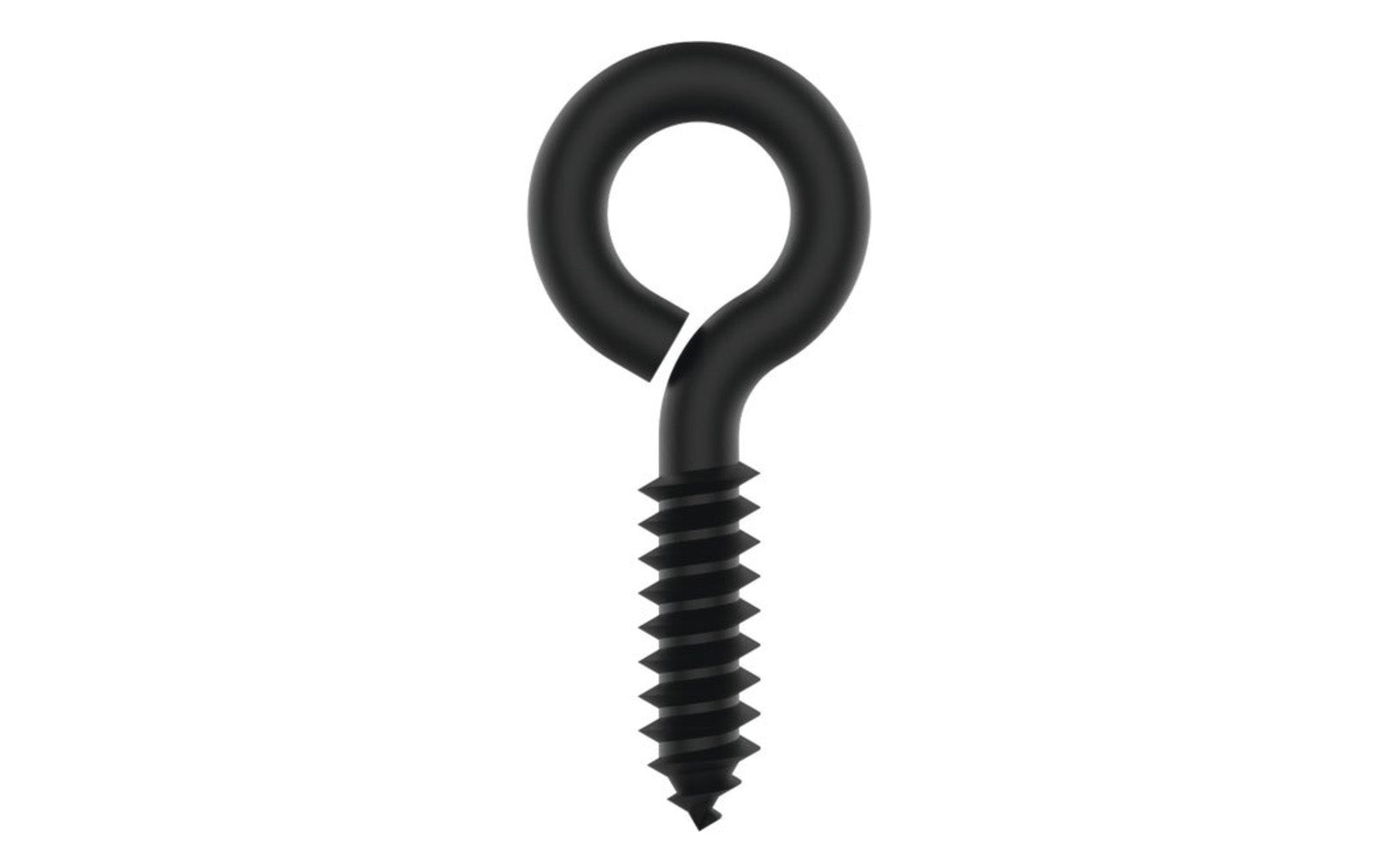 #2 Black "Storm Shine" finish Lag Screw Eye on steel material for style & resistance to corrosion & abrasion. Designed for hanging plants, signs, clotheslines, etc. Sharp screw points bite into wood easily & quickly. 2-5/8" overall length. 1/4" thickness diameter. National Hardware Model No. N820-089. 886780030013