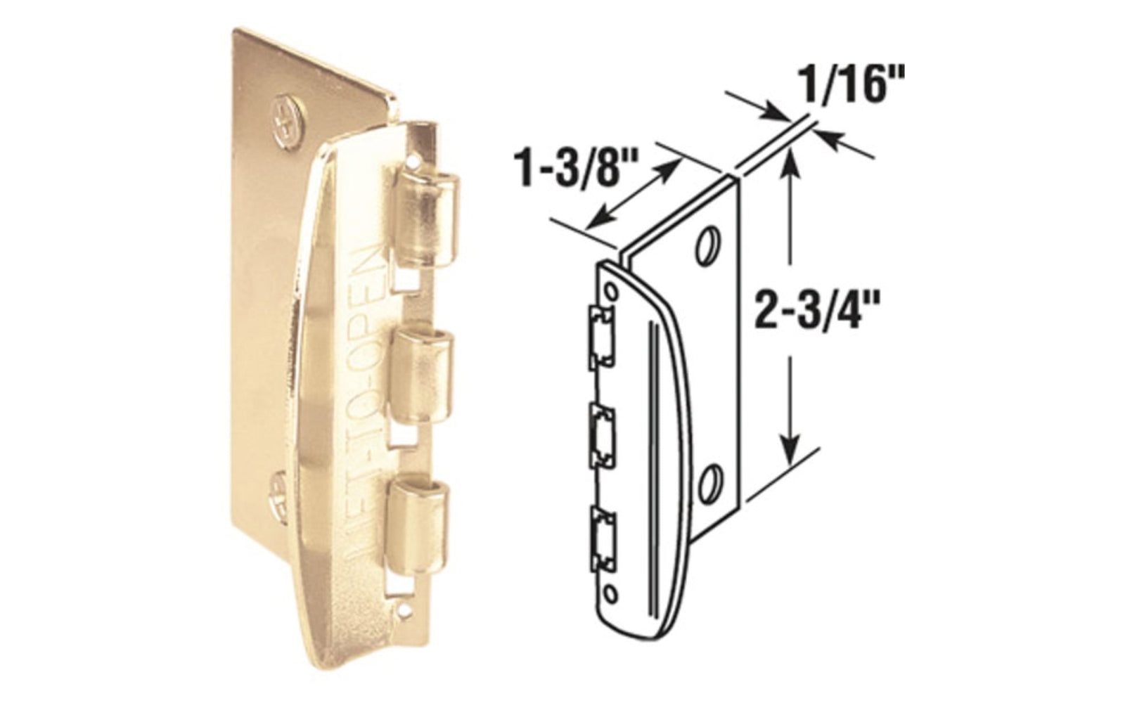 Door Flip Lock. This door lock is constructed from steel. Reversible door lock can be used on right or left-handed swing-in doors. It easily installs to your door jamb with two screws; no mortising required. It includes an anti-lockout screw making it child safe. Made by Defender Security - Brass Finish