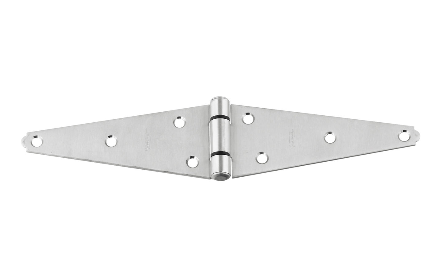 Heavy duty stainless strap hinge is for applications with wide mounting surfaces. Tight pin for right or left hand applications. Rust-resistant; ACQ safe - safe for use with premium woods like cedar & redwood. Bearing design eliminates metal-to-metal contact for smooth, quiet operation. 6" Size
