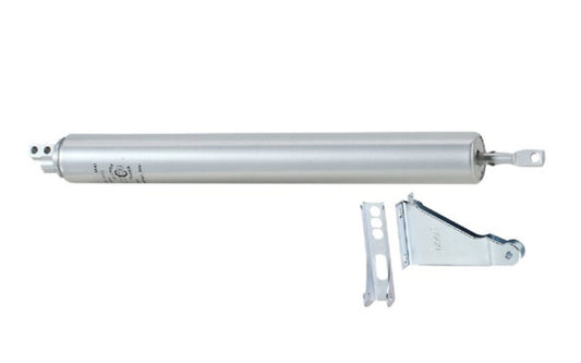 This door closer is designed for wood or metal screen and storm doors and other lightweight doors. Adjustable closing speed. Positive latching assures that the door completely shuts in the latch. Door will swing open approximately 90 deg. Made of steel. 1 per pack. Made by National Hardware. Aluminum Finish