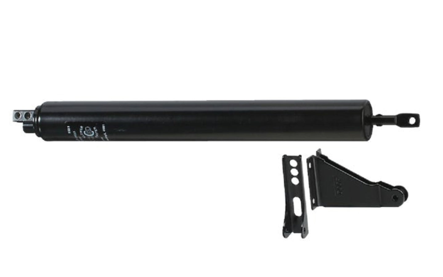 This door closer is designed for wood or metal screen and storm doors and other lightweight doors. Adjustable closing speed. Positive latching assures that the door completely shuts in the latch. Door will swing open approximately 90 deg. Made of steel. 1 per pack. Made by National Hardware. Black Finish
