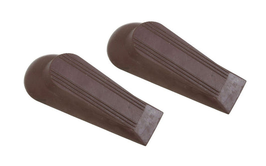 5" Door Stop Wedges - 2 Pack. These wedge door stops hold doors with up to 1-1/2" clearance. Holds door in any position, movable & removable, no mounting. Flexible rubber. Brown color. 2 Pack. National Hardware Model No. N213-603. 038613213609