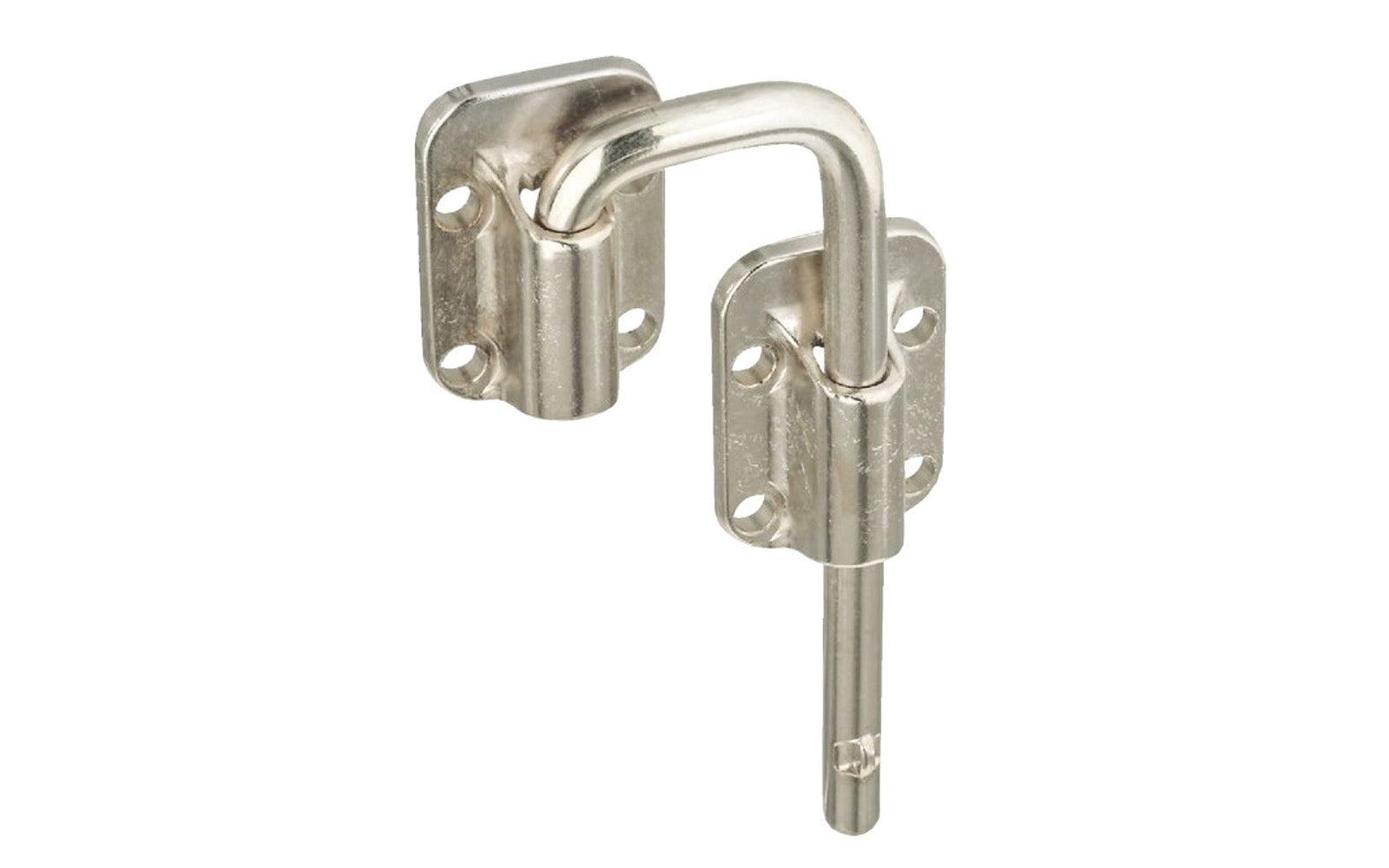 1-1/2" Nickel Slide Bolt Latch is designed to secure surface applications on doors, gates, sheds, metal or wood sliding doors, cabinets. Product features a long extension bar that allows product to reach over moldings, trims, etc. May work on surface mount & corner applications. National Hardware Model No. N238-972.