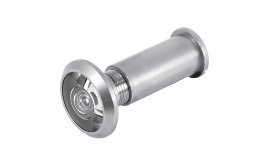 This Satin Nickel 200° Angle Door Viewer allows a user to identify visitors from the security of a locked door. Viewer adjusts to fit doors from 1-3/8" to 2" thick. Offers 200 degree lens angle for wide viewing. Requires 1/2" hole. Defender Security Model No. U 10348. 