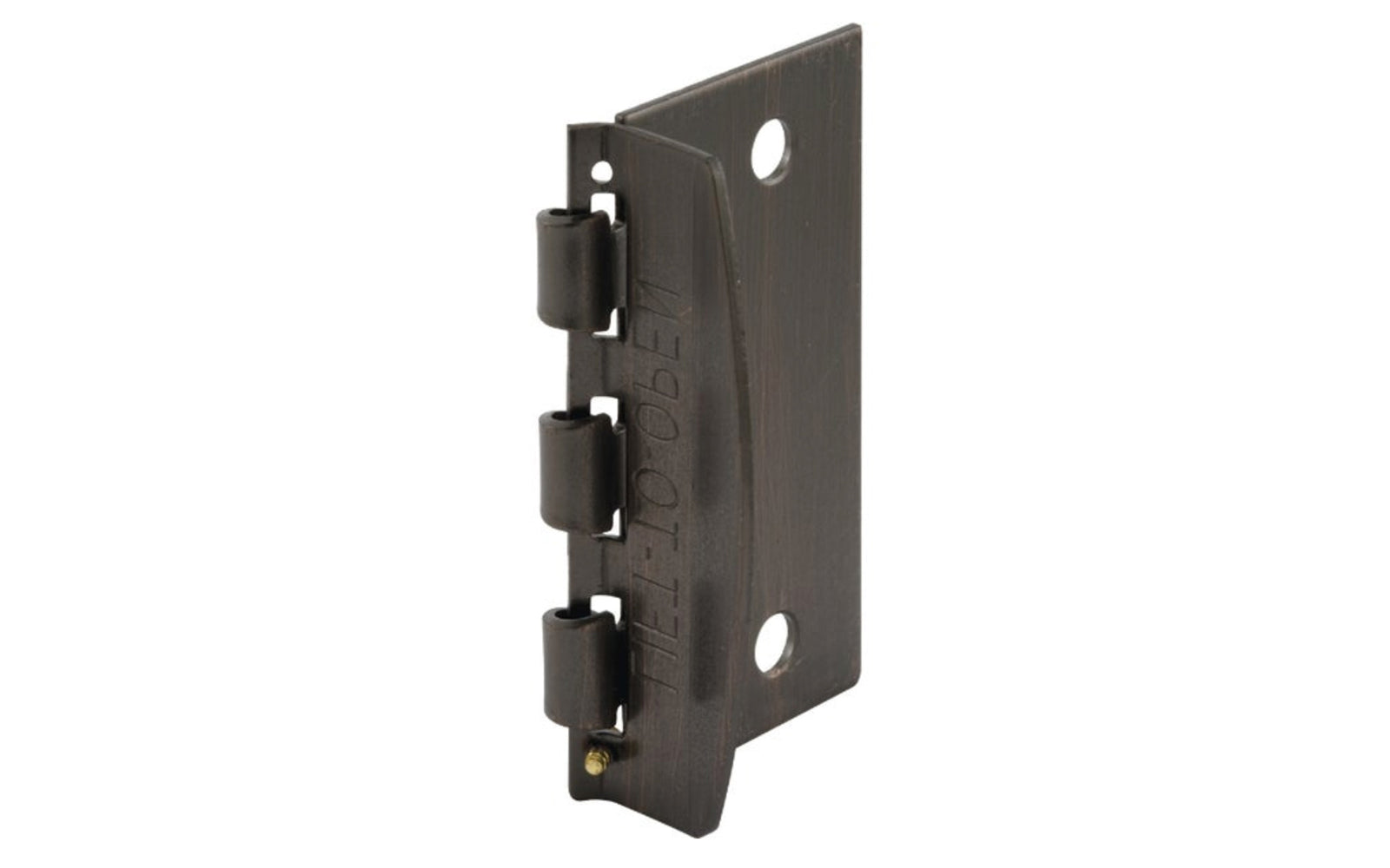 Door Flip Lock. This door lock is constructed from steel. Reversible door lock can be used on right or left-handed swing-in doors. It easily installs to your door jamb with two screws; no mortising required. It includes an anti-lockout screw making it child safe. Made by Defender Security - Aged Bronze Finish