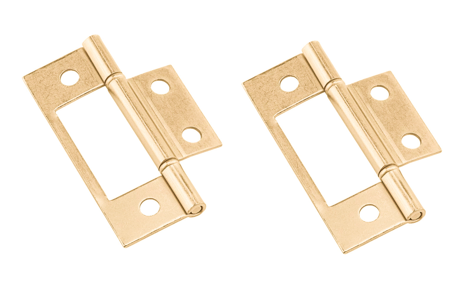 These non mortise hinges are designed for use on bi-fold doors at least 1" thick. Non-removable tight, non-rising pin. Surface mount, mortising is not required. Sold as 2 hinges in pack. National Hardware Model No. N146-951. 038613146952