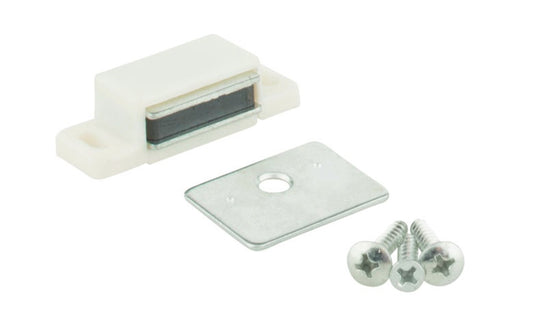 KasaWare White Magnetic Catches in a plastic housing. Sold as 2 pack. KFCMS-A-WH2. 843512068249. KasaWare White Magnetic Catch - 2 Pack