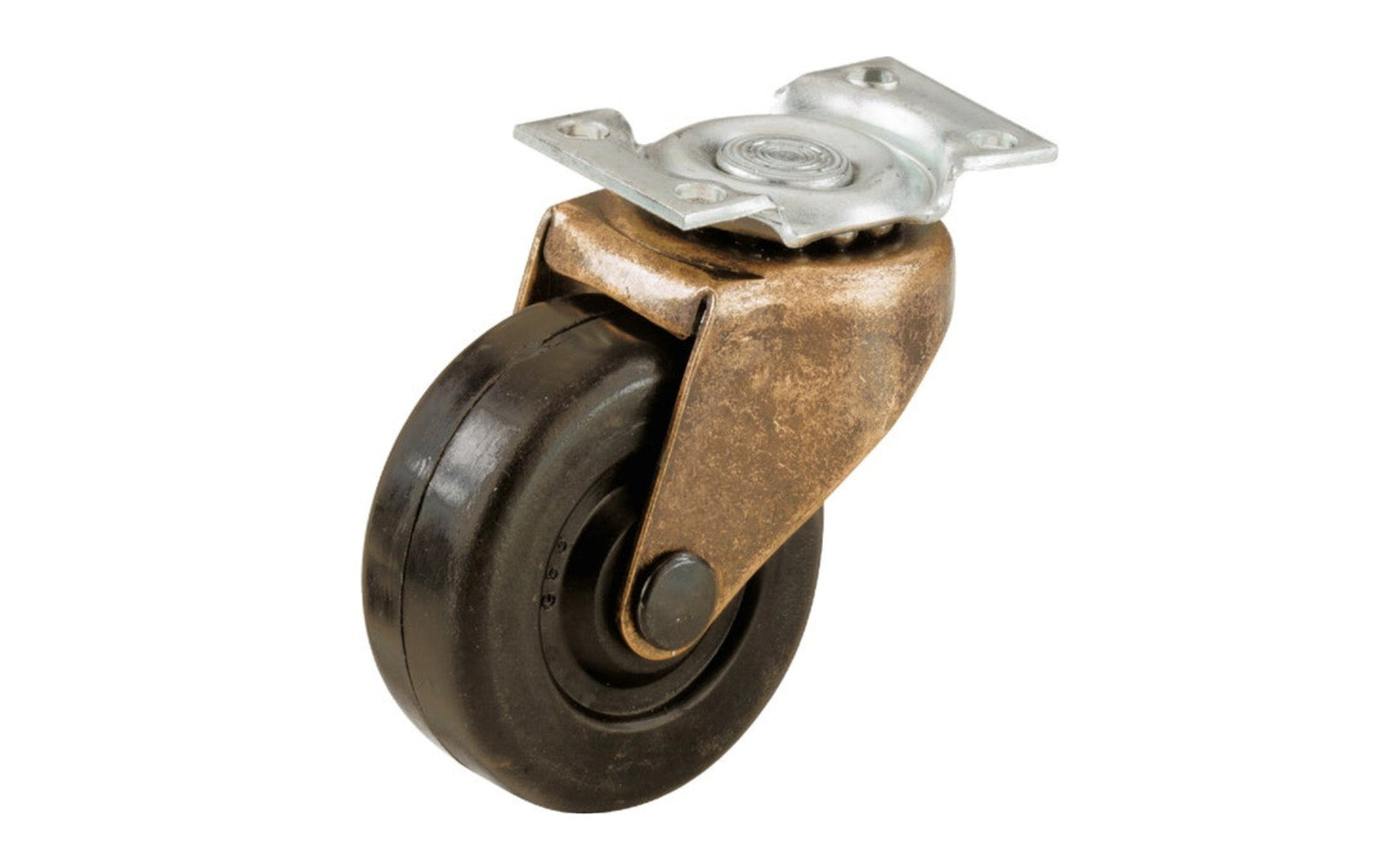 2" "Antiqued" Plate Ball Bearing Casters - 2 Pack. 2" (50mm) medium-duty soft rubber wheels, plate caster. Standard in use for wood base office furniture. Double ball bearing construction allows for instant swiveling.