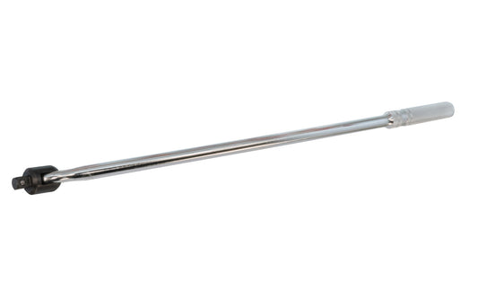 This 24" Breaker Bar Handle 1/2" Dr with Flex Head is made of Chrome Vanadium Steel with an etched steel handle for a good grip. 24" overall length. 1/2" drive. Flexible head.   Made in Japan.