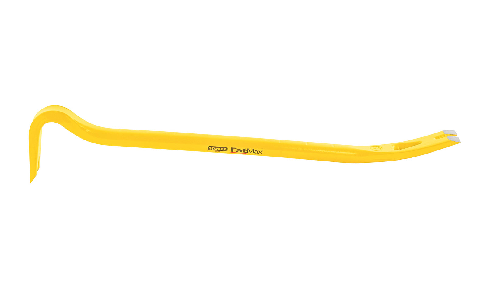 This Stanley Fatmax 24" wrecking bar is made of high carbon steel & is great for heavy demolition jobs. It has a tri-lobe design which provides a secure grip for ease of use as well as a slotted claw & beveled ends for functionality & performance. Model No. 55-102. High-visibility, powder-coated finish. 076174551020