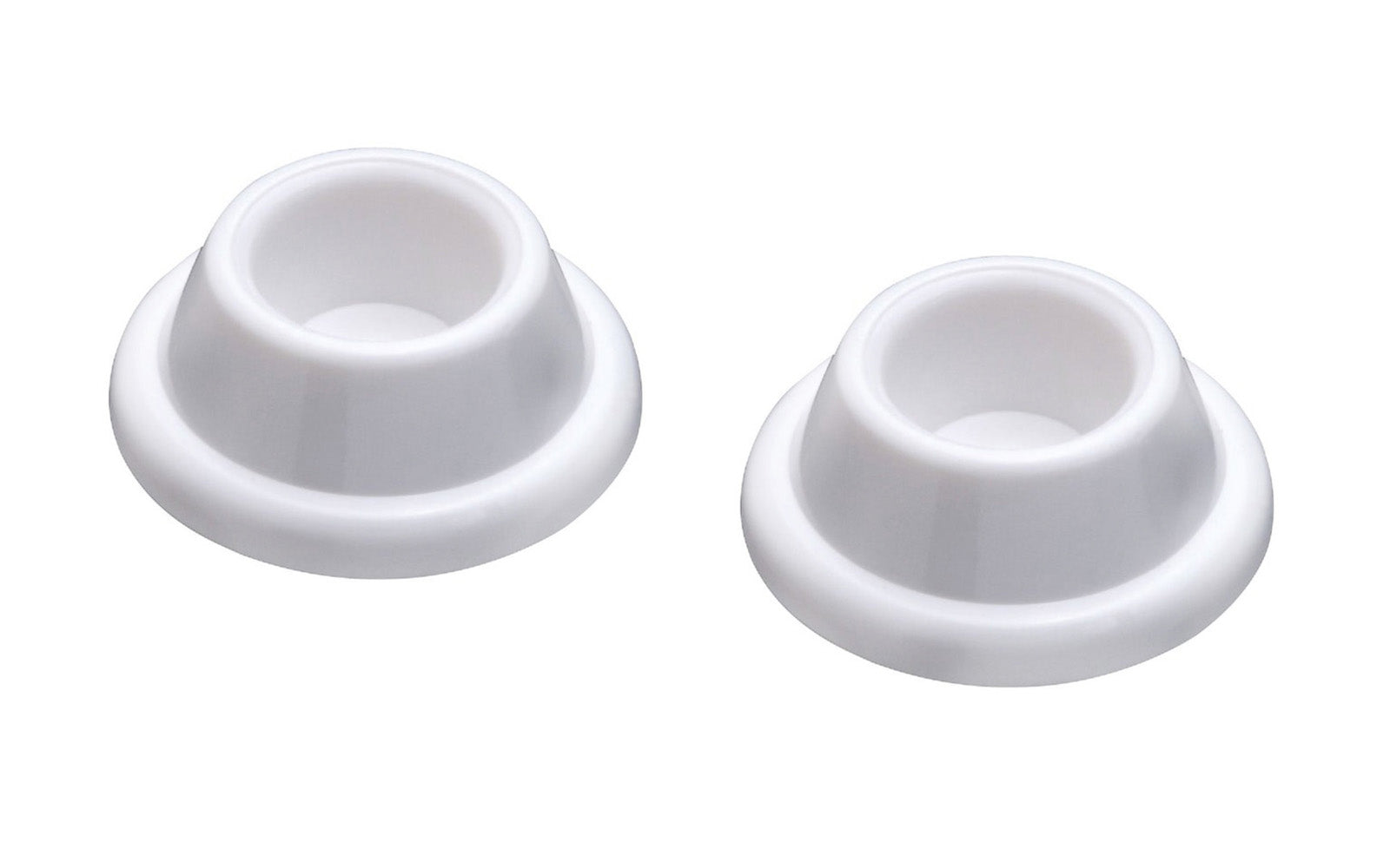 White Door Stops - 2 Pack. Flexible, plastic bumper is designed to protect walls from door knob damage. Specific uses include on refrigerator, closet, & cabinet doors. Covers minor damage and marks on walls. Stick adhesive-backed stop for use on clean and smooth surfaces. National Hardware Model No. N215-897. 