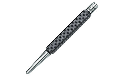 The Starrett 264 Center Punch has a square knurled grip & will not roll when laid down. 5/32" Size. The punch is hardened & properly tempered. The tip is accurately centered & ground at the proper angle to give maximum service. 4-1/8" Length. Model  264E.  Made in USA.