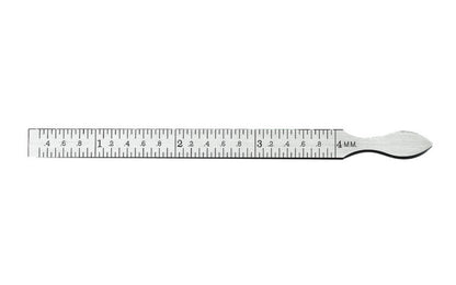 Starrett 270 Taper Gauge measures hole and slot sizes. It is quick to use, very accurate, & is a convenient size. One side graduated from .010" to .150" in thousandths of an inch; the reverse side from 0.3mm to 4mm in one-twentieth of a mm (0.05mm). Taper gage. Made in USA.