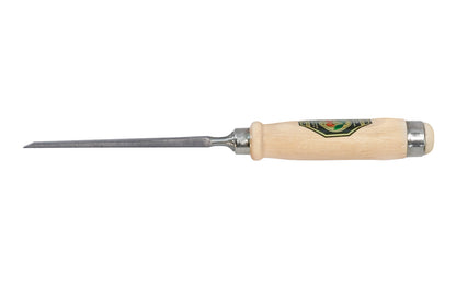 Made in Germany ~ Two Cherries · 1001 series ~ high carbon steel ~ Tempered to Rc61 Rockwell ~ Varnished flat Hornbeam handle - Stechbeitel - Firmer Chisel - short length, light pattern, bevelled edges, Flat hornbeam handle - bevel edge - steel ferrule ~ for use with mallets - 3 mm - 3MM Wide - 4016649101028 - 1001/003
