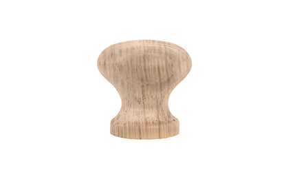 A classic oak wood small round cabinet knob. May be stained, painted, or varnished if desired. Late 19th Century, American-Oak, Craftsman style of hardware, but fits with current contemporary styles. Great for drawers, kitchen cabinets, smaller doors, furniture, cabinet doors. 3/4" diameter knob.