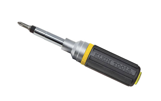 This Klein Tools' Multi-Bit Ratcheting Screwdriver / Nut Driver is a heavy-duty tool designed for professionals, it is made of the highest-quality tempered steel with a torque-proof anchor in the handle. Strong, durable tips are manufactured with square edges to fit screw openings securely. Model 32558. 092644325588