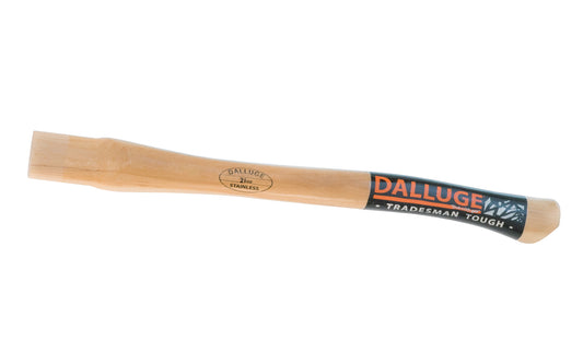 Dalluge 3350 Curved Replacement Handle fits Dalluge Steel & Titanium models. Made from top quality American hickory & machine-gauged to precise balance, then double-sanded, buffed & lacquered. 03350. Includes wood wedge & two steel wedges. Vaughan & Bushnell Mfg. Made in USA. 698250033505